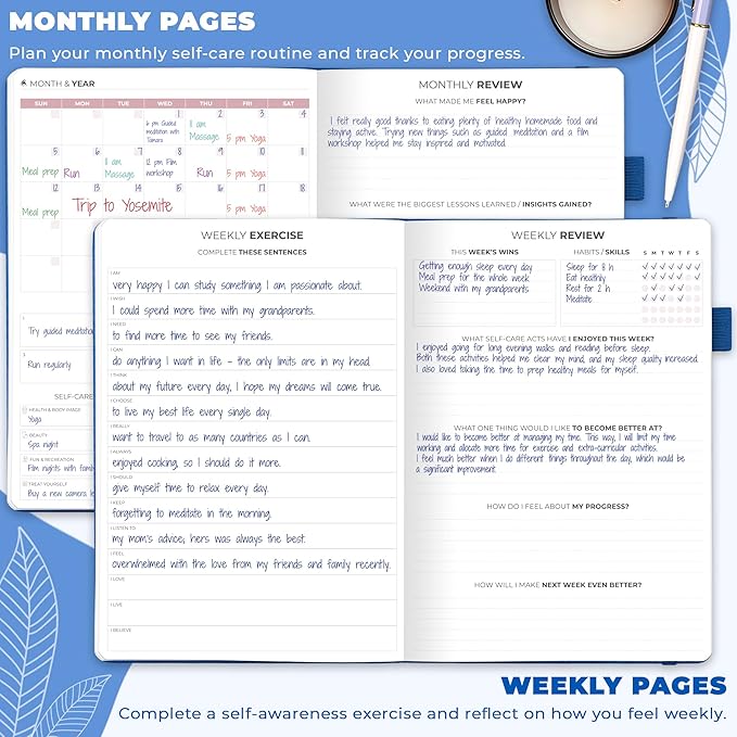 Clever Fox Self-Care Journal – Wellness & Daily Reflection Notebook – Mental Health & Personal Development – Self-Care, Meditation & Mood Journal for Women & Men – Large (Mystic Blue)