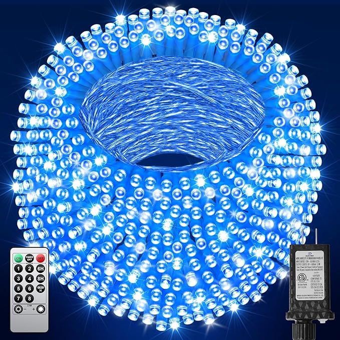 355FT 900 LED Blue Christmas Lights, Extra Long Outdoor String Lights Waterproof, Timer & Memory, 8 Modes Dimmable Plug in Fairy Lights for Outside Tree Wedding Patry Holiday Decorations