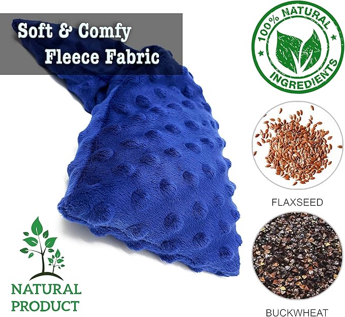 Microwave Heating pad for Neck and Shoulders- Microwavable Heating pad- Cool & hot Moist Heat Pack- Weighted Bean Bag Pads Shoulder Therapy wrap for Pain Relief- Pillow Filled with Flaxseed buckwheat