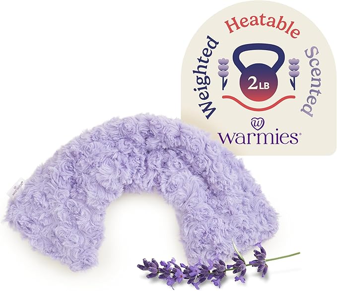 warmies Microwavable Neck & Shoulder Wrap - Heating & Cooling Plush Pad for Calming Relaxation - Weighted & Heated Neck Warmer with Scented Lavender - Microwave Heat Pad for Aches & Pain - Purple