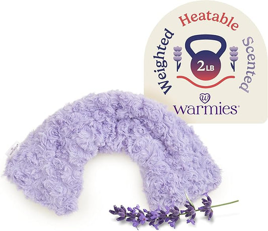 warmies Microwavable Neck & Shoulder Wrap - Heating & Cooling Plush Pad for Calming Relaxation - Weighted & Heated Neck Warmer with Scented Lavender - Microwave Heat Pad for Aches & Pain - Purple