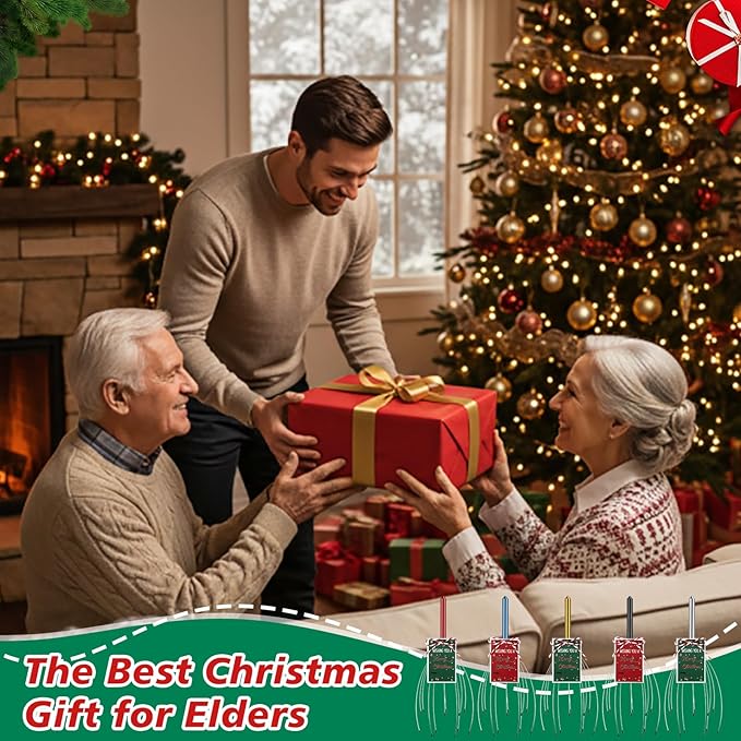 Soaoo 30 Pcs Christmas Head Massager Scalp Massager Bulk with Inspirational Christmas Cards Handheld Steel Wire Head Scratcher for Body Office Home Spa Stress Relief Relaxation Women Men Gift(Classic)