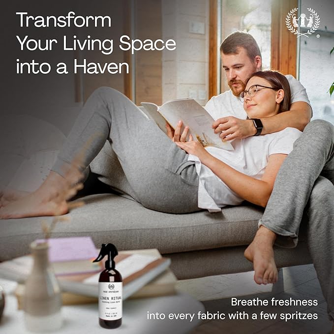 Muse Apothecary Linen Ritual - Aromatic, Soothing, and Relaxing Linen Mist, Laundry and Fabric Spray - Infused with Aromatherapy Essential Oils - 4 oz, Amber Cashmere, 2 Pack