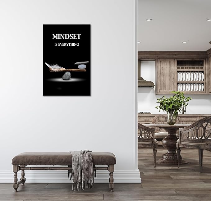 SKASNFAI Mindset Motivation Office Wall Art Zen Stone Canvas Print Pictures Wall Decor Framed Positive Quotes Posters for Living Room Bedroom Decoration (20L x 30W)