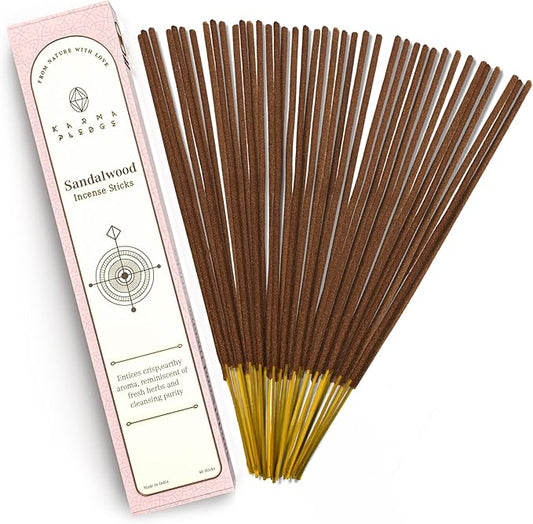 Sandalwood Incense Sticks, Organic Hand Dipped Incense, Natural Herbs & Aromatic Ingredients, Contain 40 Sticks Inside, Burn Time 45-60 Min, Spiritual Gifts for Women and Men