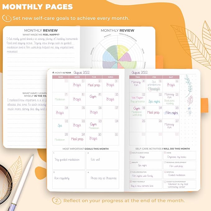 Clever Fox Self-Care Journal Pocket – Daily Reflection Notebook – Mental Health & Personal Development Planner, Meditation & Mood Log (Amber Yellow)