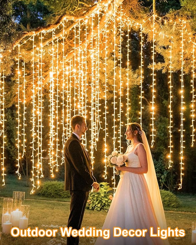 552FT 1400LED Warm White Christmas Lights Outdoor, Extra Long Outdoor String Lights Waterproof, Timer & Memory, 8 Modes Dimmable Plug in Fairy for Outside Tree Wedding Patry