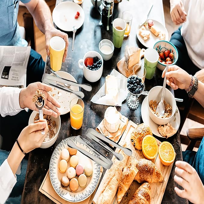 12PCS Ice Tongs Mini Sugar Tongs 4.25Inch Stainless Steel Small Serving Tong, Small Kitchen Tong for Appetizers,Tea Party, Coffee Bar, Desserts (Silver-12pcs)