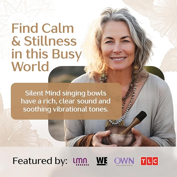 Tibetan Singing Bowl Set – Authentic Plain Design – Sound Bowl & Meditation Bowl with Cushion, Mallet & Guide – Yoga Therapy Tool Set – Handmade Himalayan Bowls – Ancient Himalayan Meditation Tools