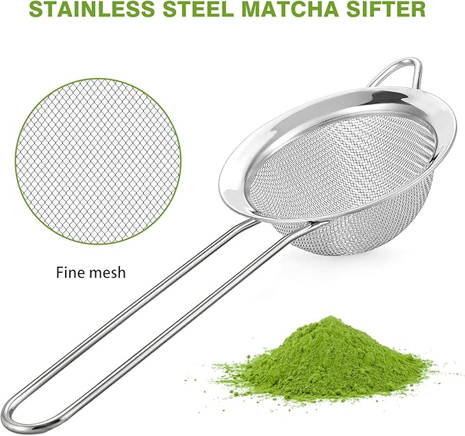 Matcha Whisk Set, Japanese Traditional Bamboo Chasen & Matcha Set with Scoop & Sifter, Handmade Matcha Bowl and Whisk Set for Authentic Japanese Tea Ceremony, Great Matcha Kit for Her