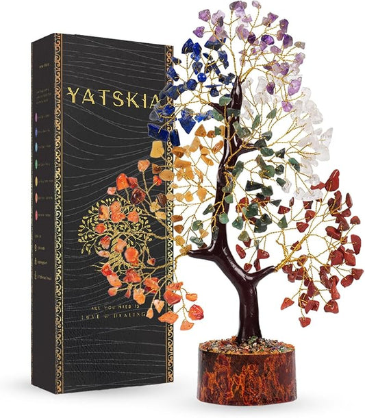 YATSKIA Chakra Crystal Tree - Handmade Healing Crystal Trees with 7 Chakra Stones - Decorative Tree of Life for Meditation, Feng Shui, and Home Decor - Unique Birthday Gifts for Women