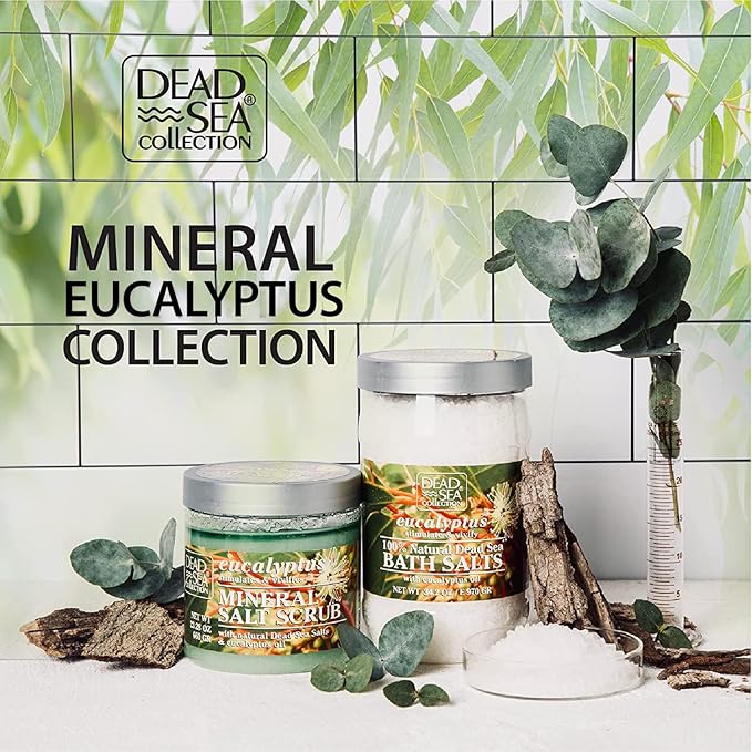 Dead Sea Collection Bath Salts with Eucalyptus – Pure Dead Sea Salt and Eucalyptus Oil - Nourishing Soothing and Relaxing Skin and Muscle – 34.2 Oz