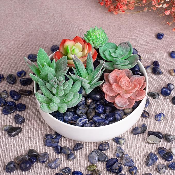 Polished Sodalite Crystals - 72 Pcs, 0.5" 10 oz Handpicked Natural Tumbled Gemstones Rocks, Pebbles for Reiki, Chakra, Healing Home Decor