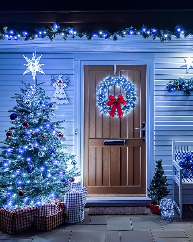 355FT 900 LED Blue and White Christmas Lights, Extra Long Outdoor String Lights Waterproof, Timer & Memory, 8 Modes Dimmable Plug in Fairy Lights for Outside Tree Wedding Patry Holiday Decorations