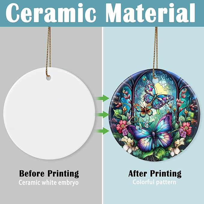 Butterfly Christmas Ornaments, Touber Christmas Hanging Ornament, Christmas Tree Ornaments, Holiday Decor, Gifts for Butterfly Lovers, Butterflies Theme Gift - Pattern A