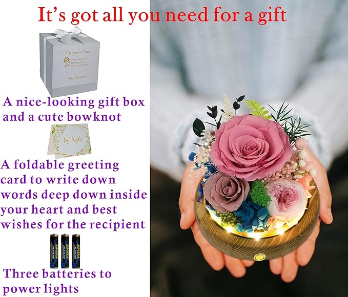 Valley of Rain & Forest Long-Lasting Real Flowers, Unique Floral Gift For you to send Love for All Occasions, for Indoor Decoration (Sweet Pink Rose Arrangement)