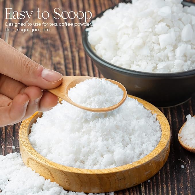 NUOMI 4 Pack Wooden Scoop for Jars, Mini Wood Spoons with Short Handle for Salt, Tea, Coffee Beans, Candy, Milk Powder, Spice, Natural Color