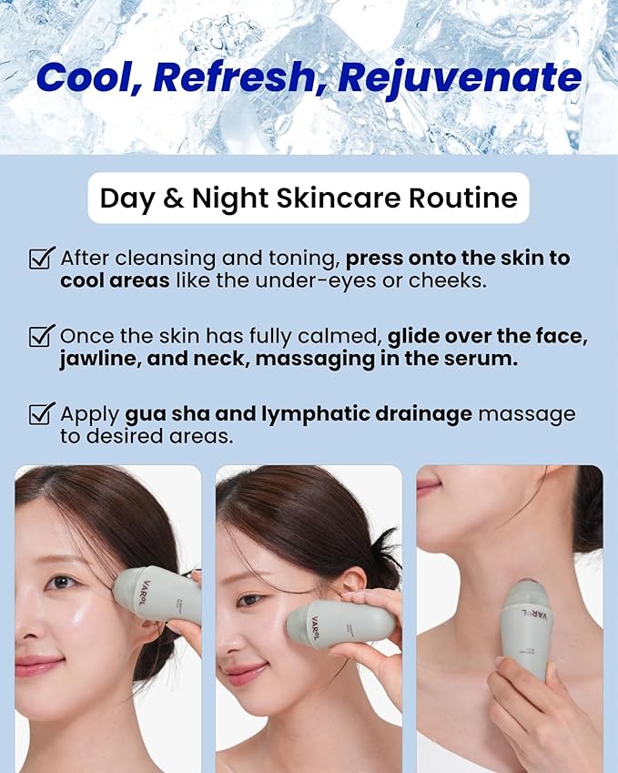 Ice Roll Serum | Cooling & Hydrating Roll-On Serum for Face, Puffy Eyes, Tannin & Panthenol for Pore Minimizing, Soothing, Facial Roller for Depuffing, Under Eye Bag Treatment | Korean Skin Care