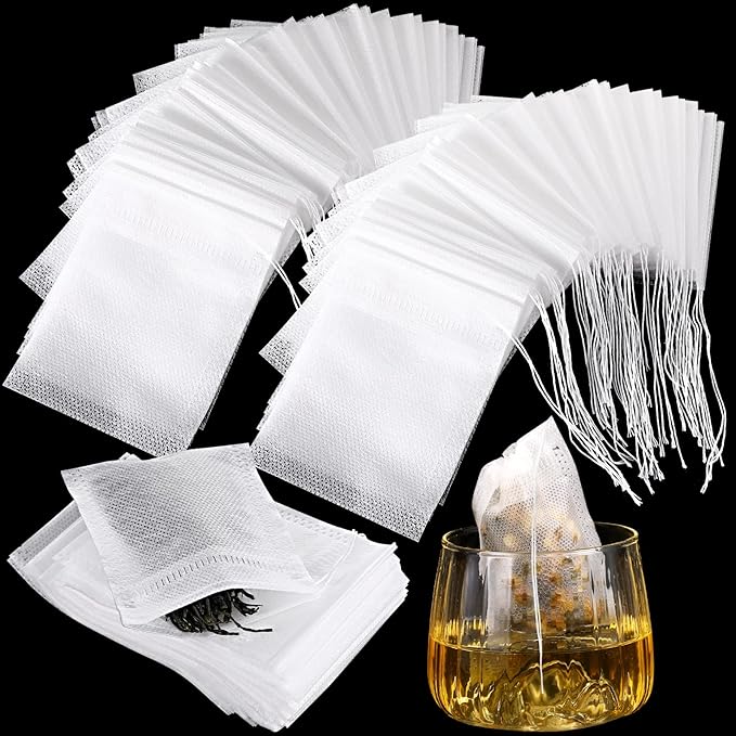 1000 Pcs Disposable Tea Bags Bulk for Loose Leaf Tea Drawstring Empty Coffee Sachets Filter Infuser Strainers for Coffee Spice Herbs(3.94 x 4.72 Inch)