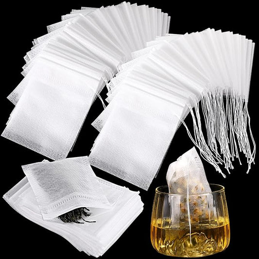 1000 Pcs Disposable Tea Bags Bulk for Loose Leaf Tea Drawstring Empty Coffee Sachets Filter Infuser Strainers for Coffee Spice Herbs(3.94 x 4.72 Inch)