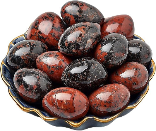 Polished Stone Set Mahogany Obsidian Crystals, 0.8" Handpicked Tumbled Gemstones Rocks, Pebbles for Reiki, Chakra, Healing, Home Decor