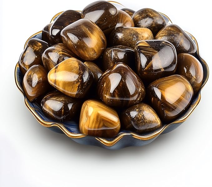 Polished Stone Set Tigers Eye Crystals, 0.8" Handpicked Tumbled Gemstones Rocks, Pebbles for Reiki, Chakra, Healing, Home Decor