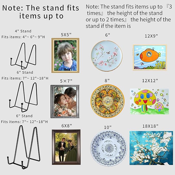 3 Pack 6" Metal Square Plate Stands for Display,Plate Holders Display Stands Can Be Used for Picture Stands,Book Stands for Display,Plate Display Stands,Easel,Photo Frame Stands,Plaque Stands,Desktop Stand.