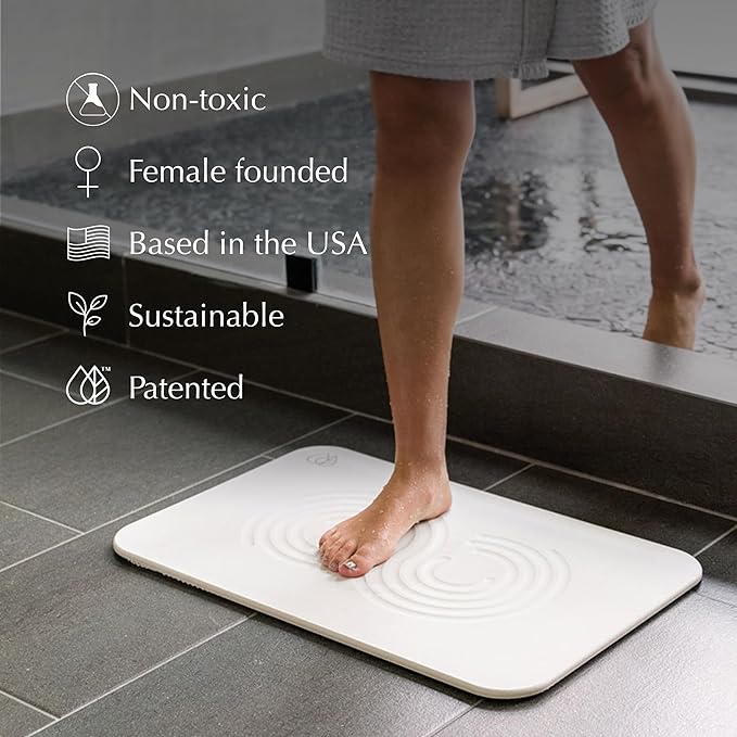 Dorai Home Bath Stone Mat 23.6"x15.4"| Luxury Diatomite Stone Bath Mat |Quickly Removes Water | Non-Slip, Quick-Dry Bath Mat for Bathroom | Zen Sandstone - 2 Pack