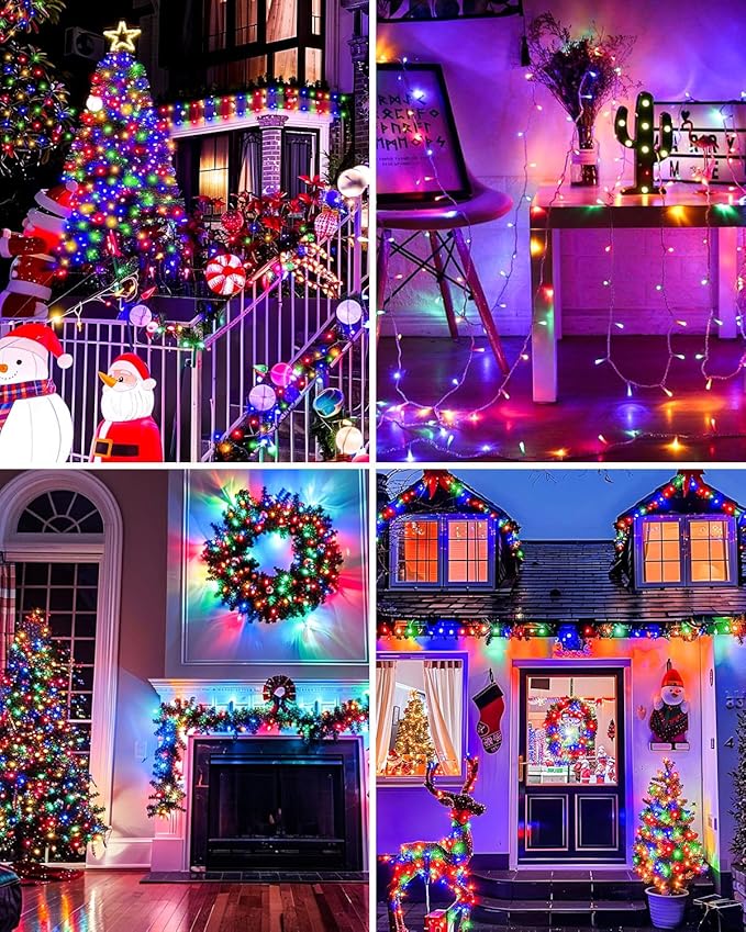 125 FT 380 LED Multicolor Christmas Lights, Extra Long Outdoor String Lights Waterproof, Timer & Memory, 8 Modes Dimmable Plug in Fairy for Classroom Decor Outside Tree Wedding Patry