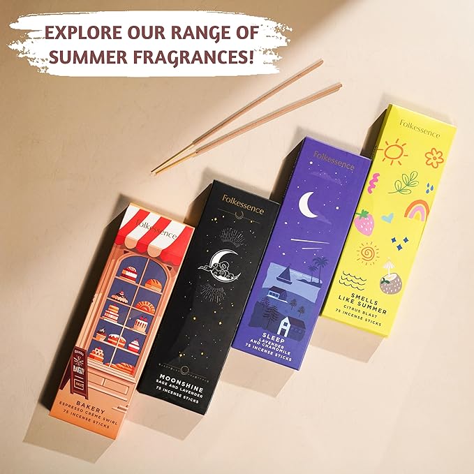 Folkulture Incense Stick for Home | Pack of 75 (8") Non Toxic Insence-Sticks for Meditation with 45 Mins Burn Time | Organic Insence, Lavender Inscents-Sticks | Chamomile Inscent Stick for Gifts
