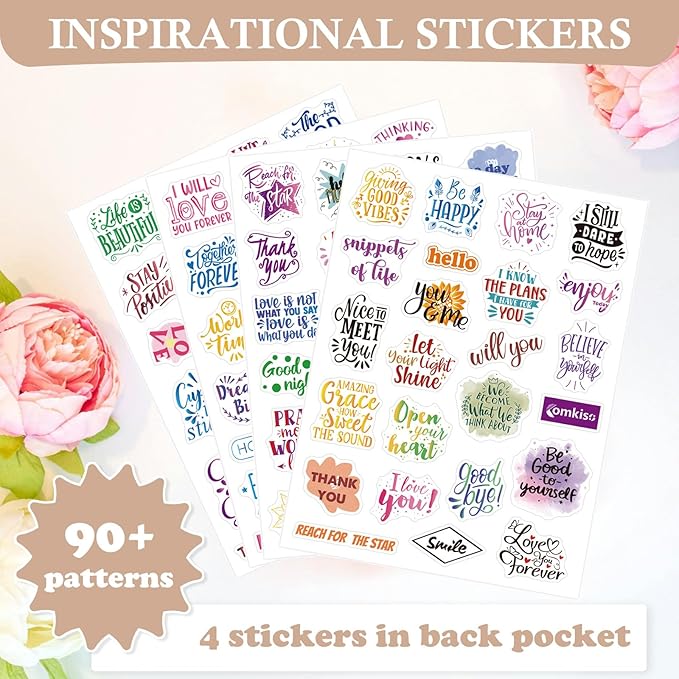 Gratitude Journal with 4 Inspirational Stickers: Undated Daily Gratitude Journal for Women and Men - More Happiness, Affirmation, and Mindfulness in A Few Minutes with Prompts & Quotes (Beige)