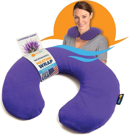 SunnyBay Microwave Heating Pad, Microwavable Heated Neck Pillow for Moist Hot Therapy, Aromatherapy Heated Neck and Shoulder Wrap with Flaxseed and Lavender Filling, 2.5 lbs, Purple