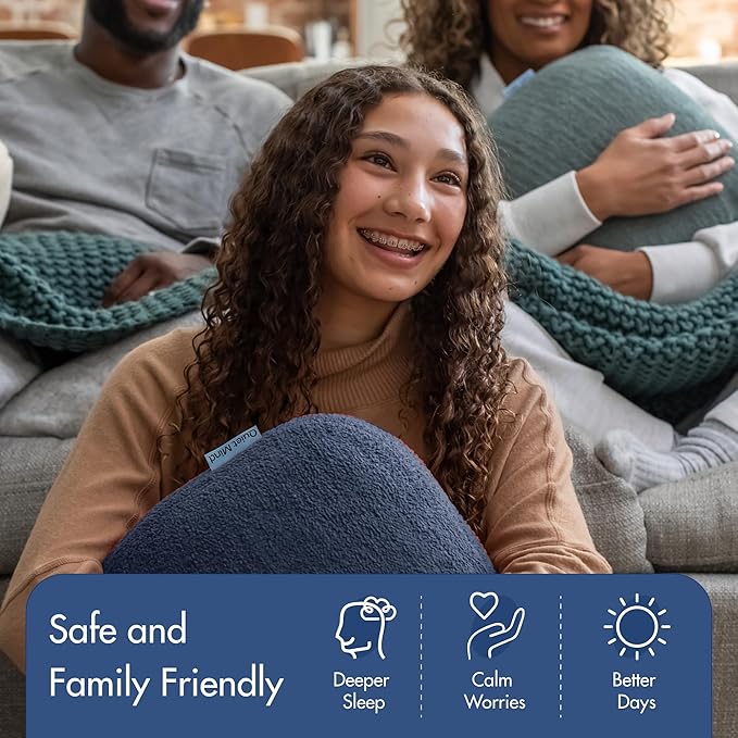 Quiet Mind Weighted Pillow for Adults 12 Lbs - Get Better Sleep - Sustainably Made and Chemical Free - Machine Washable (Large, Blueberry)