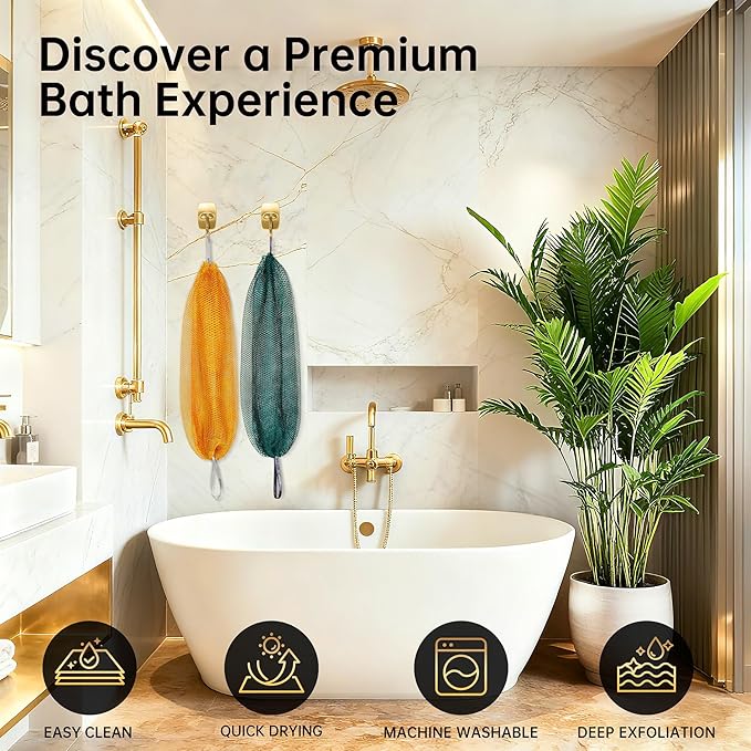 African Net Loofah Sponge Authentic - Real African Exfoliating Sponge with Knots African Net Wash Cloths Body Scrubber Exfoliator Afro Scrubber Back Scrub for Shower Bath Accessories Golden by ARCH&M