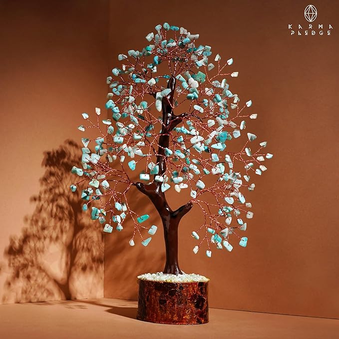 Crystal Tree of Life Amazonite Healing Crystal Trees for Home & Office Decoration, Handmade Crystal Money Bonsai Trees for Positive Energy, Good Luck, Christmas Decor, Birthday Gifts for Women, Mom