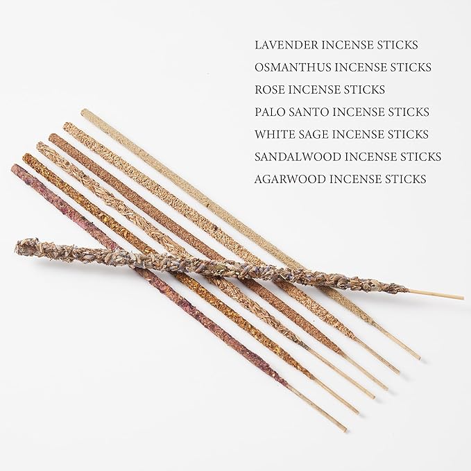 Hand-Dipped Incense Sticks – 7 Natural Scents, 8" Long, 45-Minute Burn, Handmade Clean-Burning Incense for Relaxation, Meditation & Stress Relief