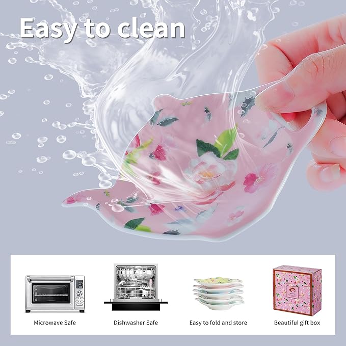 Porcelain Tea Bag Coasters, Floral Used Tea Bag Holder Ceramic, Set of 10 Tea Bag Plates Floral, Teaspoon Rest, Tea Bag Dish, Tea Party Gifts