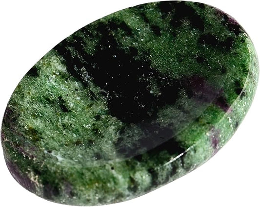 Ruby Zoisite Worry Stones – Crystal Thumb Worry Stone for Anguish, Stress – Relaxing & Soothing Balance Stones for Meditation, Relief – Healing Stones & Crystals for Men, Women