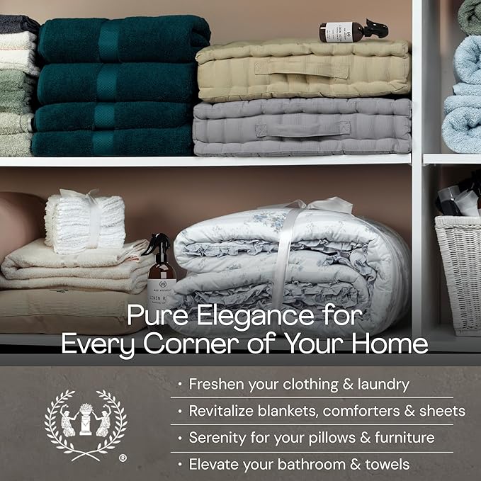 Muse Apothecary Linen Ritual - Aromatic, Soothing, and Relaxing Linen Mist, Laundry and Fabric Spray - Infused with Aromatherapy Essential Oils - 4 oz, Amber Cashmere