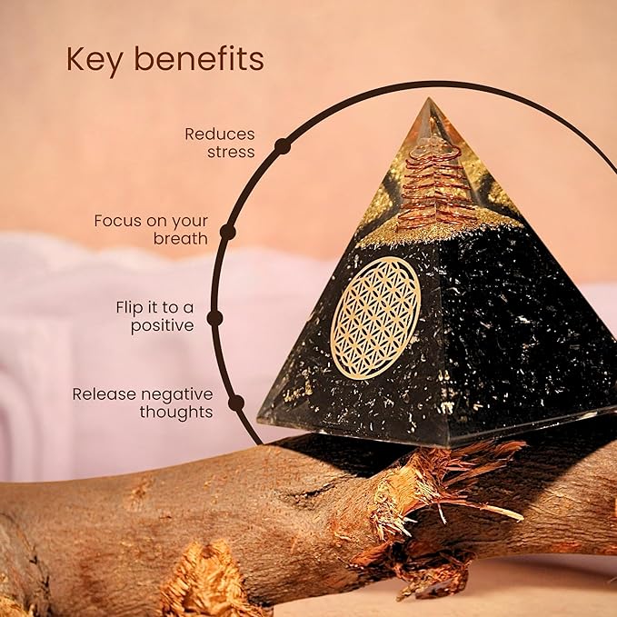 Orgone Black Tourmaline Pyramid – Healing Crystal for Protection, Motivation, EMF Shielding & Meditation – Orgonite Pyramid for Chakra Balancing, Reiki, Spiritual Energy & Positive Vibrations