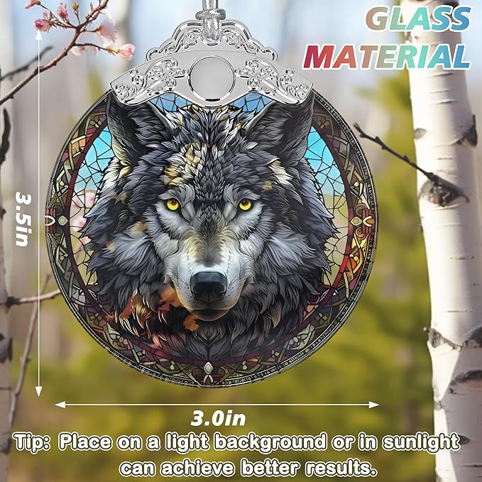 Gray Wolf Stained Glass Orament - Christmas Ornament - Christmas Decorations for Tree - Holiday Present ldeas - Gift Exchange