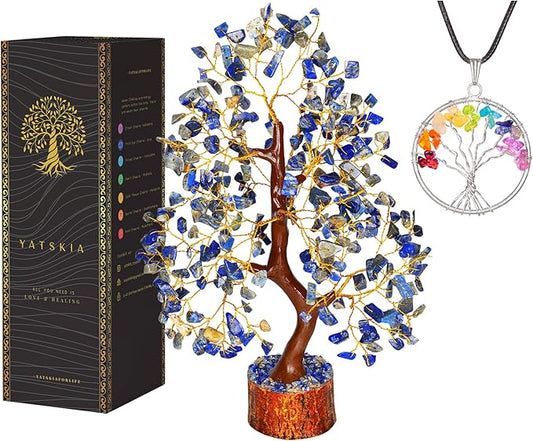 YATSKIA Lapis Lazuli Crystal Tree of Life - Healing Crystals and Stones - Crystals Decor - Crystal Gifts for Women - Good Luck Gifts