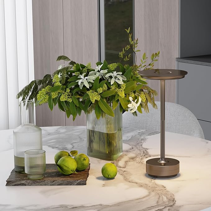 Rechargeable Table Lamps Cordless, Portable 5000mAh Outdoor Table Light, 3 Color Stepless Dimming LED Table Lamp with Memory Function, for Home/Dinner/Patio/Restaurant.(Light Cafe)