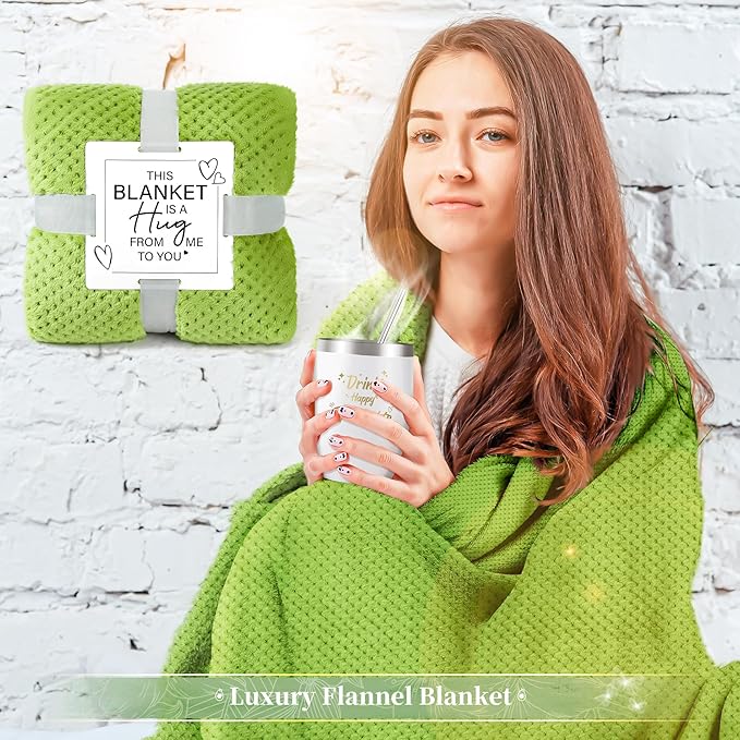 Avocado Self Care Package for Women-12PCS Avocado Themed Birthday Box for Woman Get Well Soon Gift for Women Relaxing Spa Gifts Basket Care Package with Luxury Flannel Blanket