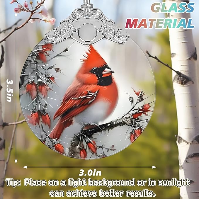 Christmas Ornaments - Stained Glass Cardinal Decor - Tree Ornament - Cardinal Gifts