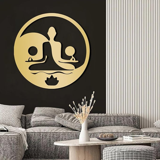 Metal Wall Decor-Metal Buddha Wall Decor, Metal Zen Wall Art, Yin Yang Wall Art, Buddha Wall Art, Meditation Wall Decor, Spiritual Wall Decor, Zen Wall Art, Yoga Room Wall Decor (Gold, 19x19in|47x47cm)
