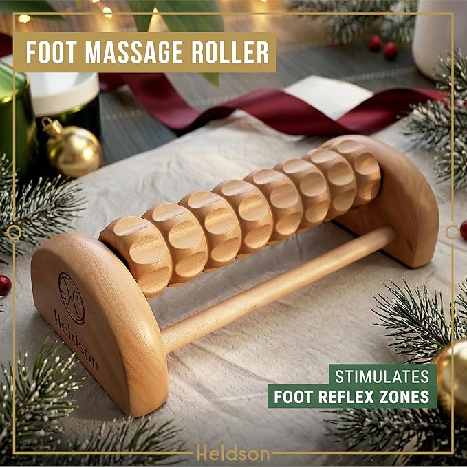 HELDSON® Wooden Therapy Massage Tools [6 Pieces] - Wood Rollers for Body Sculpting - Lymphatic Drainage Massager - Cellulite Tool - Maderoterapia Kit - Back Rolling Stick - Wellness Gifts Women, Men