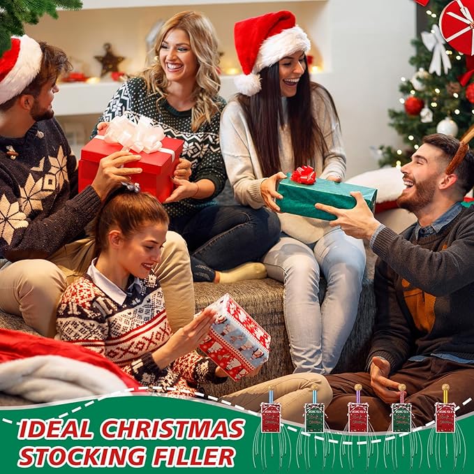 Soaoo 30 Pcs Christmas Head Massager Scalp Massager Bulk with Inspirational Christmas Cards Handheld Steel Wire Head Scratcher for Body Office Home Spa Stress Relief Relaxation Women Men Gift(Cute)