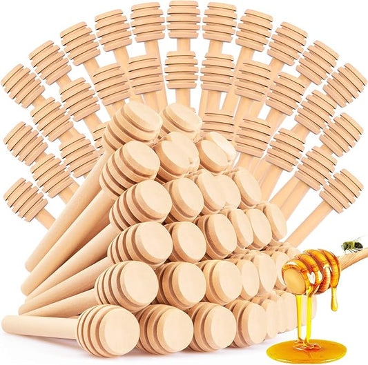 95Pcs Wooden Honey Dippers, Premium Natural Honey Dipper Stick, 3 Inch Mini Honeycomb, Honey Stirrer Stick for Jar Dispense Drizzle Honey and Wedding Party Present