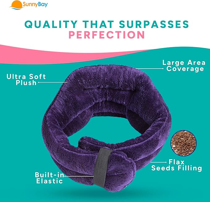 SunnyBay Microwave Heating Pad, Microwavable Heated Neck and Shoulder Wrap with Wide Neck Coverage, Hands-Free Moist Aromatherapy Hot Pack with Lavender, 26x7 Inches, 2.5 lbs, Purple